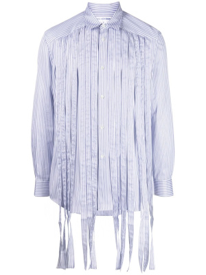 

Striped fringed layered cotton shirt, Comme Des Garçons Shirt Striped fringed layered cotton shirt