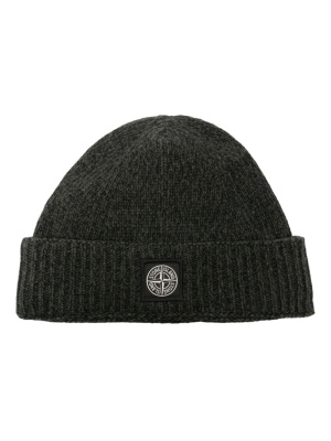 

Logo-patch mélange beanie, Stone Island Logo-patch mélange beanie