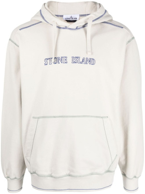 

Logo-embroidered cotton hoodie, Stone Island Logo-embroidered cotton hoodie
