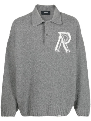 

Logo intarsia-knit polo top, Represent Logo intarsia-knit polo top
