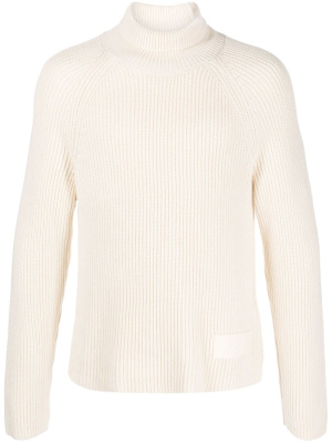 

Logo-patch ribbed-knit jumper, AMI Paris Logo-patch ribbed-knit jumper