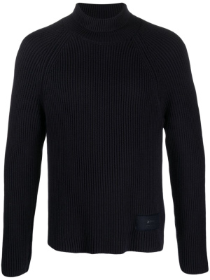 

Logo-patch ribbed-knit jumper, AMI Paris Logo-patch ribbed-knit jumper