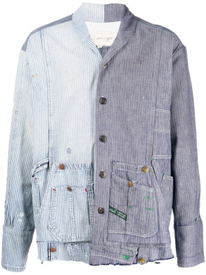 

Striped patchwork cotton shirt, Greg Lauren Striped patchwork cotton shirt