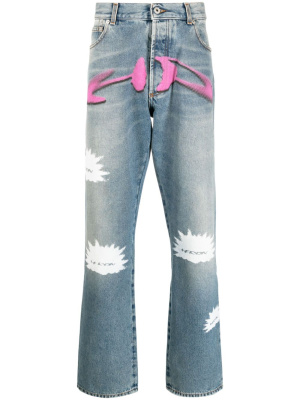 

Logo-print straight-leg jeans, Heron Preston Logo-print straight-leg jeans