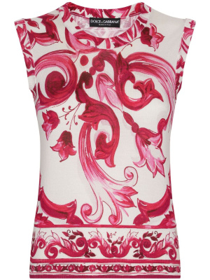 

Maiolica-print silk tank top, Dolce & Gabbana Maiolica-print silk tank top