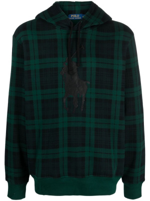 

Tartan-print logo-patch hoodie, Polo Ralph Lauren Tartan-print logo-patch hoodie