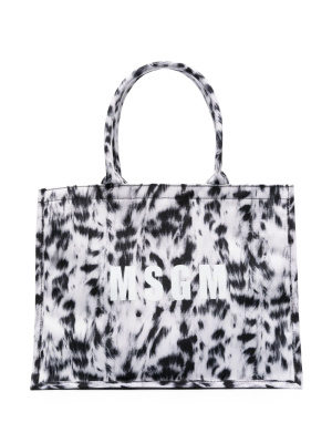 

Logo-print animal-print tote bag, MSGM Logo-print animal-print tote bag