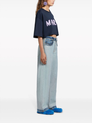 

Logo-print cropped cotton T-shirt, Marni Logo-print cropped cotton T-shirt