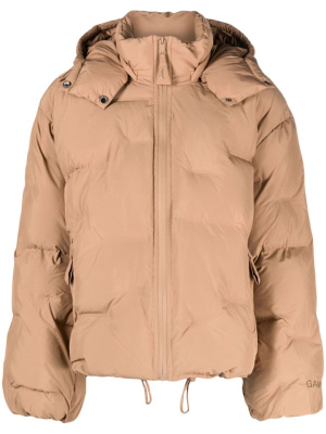 

Logo-print hooded puffer jacket, GANNI Logo-print hooded puffer jacket