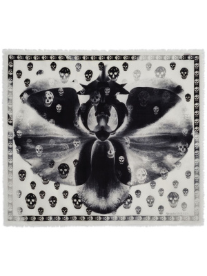 

Orchid Skull-print wool scarf, Alexander McQueen Orchid Skull-print wool scarf