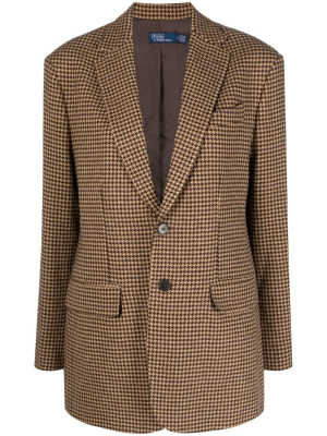 

Single-breasted houndstooth tweed blazer, Polo Ralph Lauren Single-breasted houndstooth tweed blazer