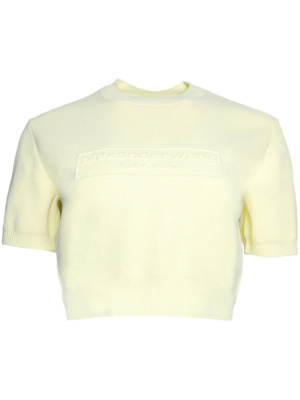 

Logo-embossed cropped knitted top, Alexander Wang Logo-embossed cropped knitted top
