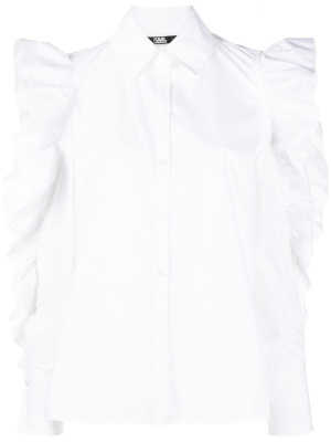 

Ruffled cotton shirt, Karl Lagerfeld Ruffled cotton shirt