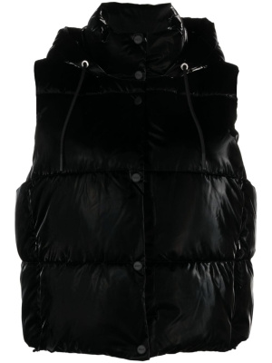 

Drawstring hooded satin gilet, DKNY Drawstring hooded satin gilet