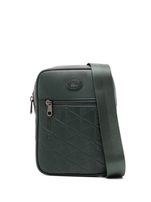 

Monogram-embossed leather messenger bag, Lacoste Monogram-embossed leather messenger bag