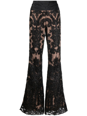 

Lace-overlay flared trousers, Moschino Lace-overlay flared trousers