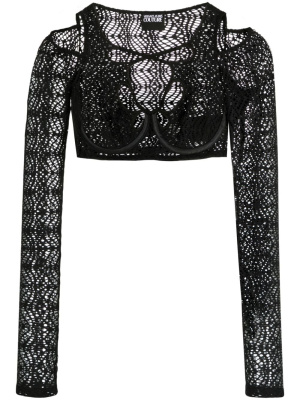 

Mesh-lace cropped top, Versace Jeans Couture Mesh-lace cropped top