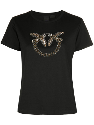 

Crystal-embellished logo cotton T-shirt, PINKO Crystal-embellished logo cotton T-shirt