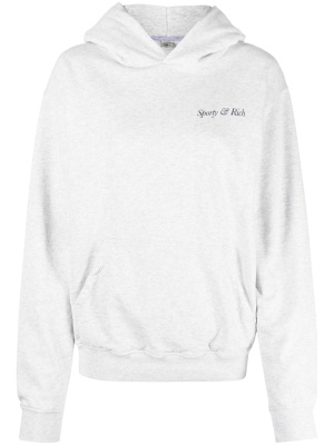 

Slogan-print mélange-effect hoodie, Sporty & Rich Slogan-print mélange-effect hoodie