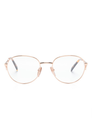 

Logo-plaque round-frame glasses, Prada Eyewear Logo-plaque round-frame glasses