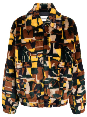

Geometric-pattern fleece-texture jacket, Drôle De Monsieur Geometric-pattern fleece-texture jacket
