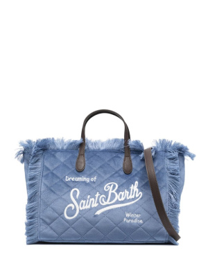 

Logo-embroidered quilted tote bag, MC2 Saint Barth Logo-embroidered quilted tote bag