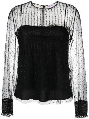 

Sheer-panelled tulle blouse, RED Valentino Sheer-panelled tulle blouse