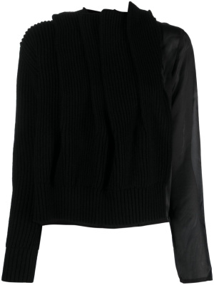 

Asymmetric panelled wool jumper, Sacai Asymmetric panelled wool jumper