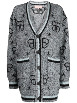 

Monogram-pattern striped-tipping cardigan, BAPY BY *A BATHING APE® Monogram-pattern striped-tipping cardigan