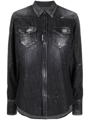 

Splatter long-sleeve denim shirt, Dsquared2 Splatter long-sleeve denim shirt
