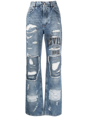 

Distressed straight-leg jeans, Dolce & Gabbana Distressed straight-leg jeans