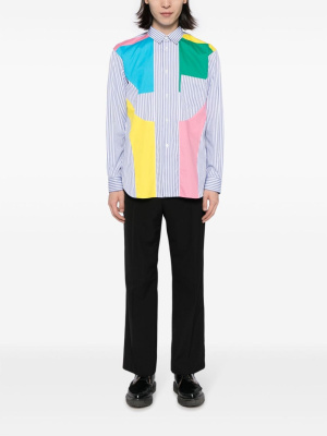 

Stripped patchwork cotton shirt, Comme Des Garçons Shirt Stripped patchwork cotton shirt