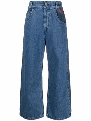 

Rose-embroidered cropped jeans, Opening Ceremony Rose-embroidered cropped jeans