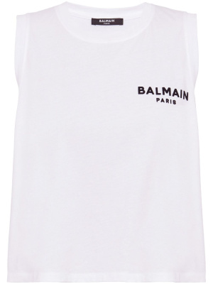 

Logo-print cotton top, Balmain Logo-print cotton top