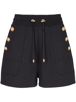 

Embossed-button cotton shorts, Balmain Embossed-button cotton shorts