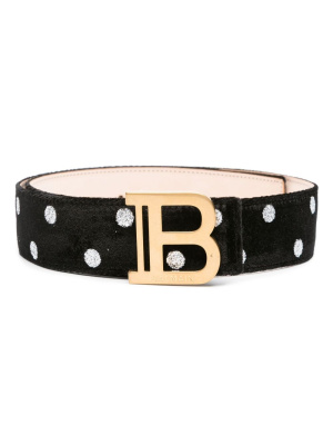 

B-buckle polka-dot velvet belt, Balmain B-buckle polka-dot velvet belt