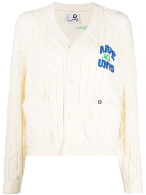 

Logo-appliqué cable-knit cardigan, AAPE BY *A BATHING APE® Logo-appliqué cable-knit cardigan
