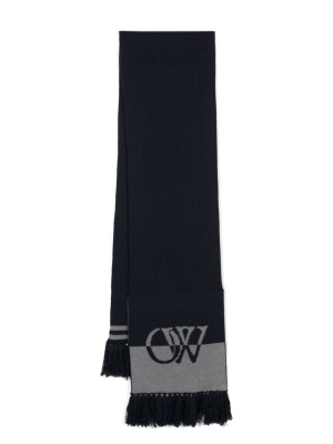 

Logo-intarsia virgin wool scarf, Off-White Logo-intarsia virgin wool scarf