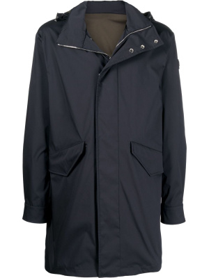 

Hooded logo-patch parka coat, Moncler Hooded logo-patch parka coat