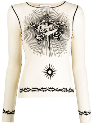 

Trompe l'oeil-print tulle T-shirt, Jean Paul Gaultier Trompe l'oeil-print tulle T-shirt
