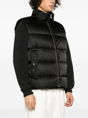 

Monogram-print high-neck gilet, BOSS Monogram-print high-neck gilet