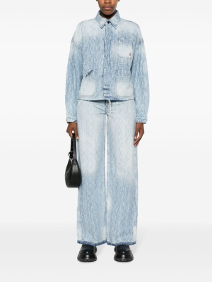 

Logo-jacquard washed denim jacket, AMIRI Logo-jacquard washed denim jacket