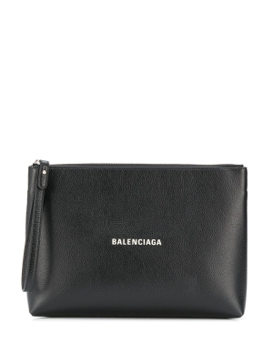 

Cash Gusset logo-print clutch, Balenciaga Cash Gusset logo-print clutch
