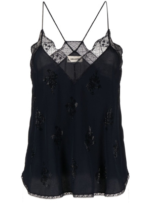 

Christy rhinestone-embellished silk top, Zadig&Voltaire Christy rhinestone-embellished silk top