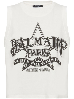 

Western-print cropped tank top, Balmain Western-print cropped tank top