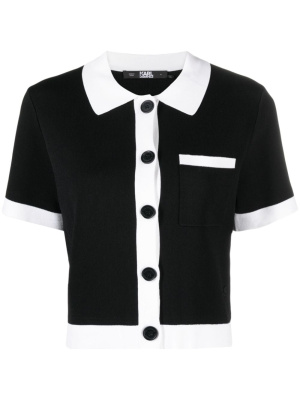 

Karl-kameo-plaque button-fastening knitted top, Karl Lagerfeld Karl-kameo-plaque button-fastening knitted top