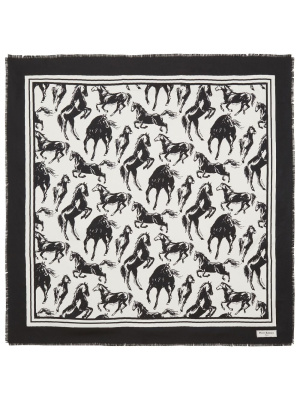 

Horse-print silk scarf, Balmain Horse-print silk scarf