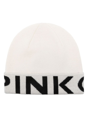 

Intarsia knit-logo two-tone beanie, PINKO Intarsia knit-logo two-tone beanie