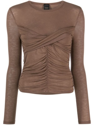

Love Birds-embroidered ruched top, PINKO Love Birds-embroidered ruched top