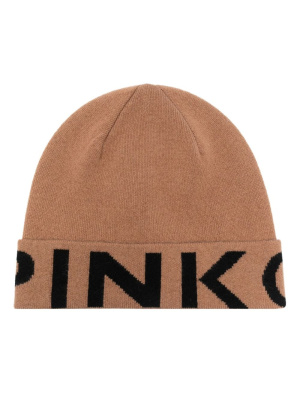 

Logo-print ribbed beanie, PINKO Logo-print ribbed beanie